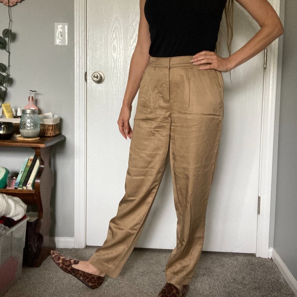 Croft & Barrow tan high-waisted wide-leg dress pants